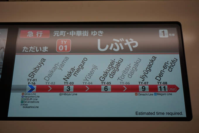 鉄道乗車記録の写真:車内設備、様子(3)        「ただいま渋谷」
