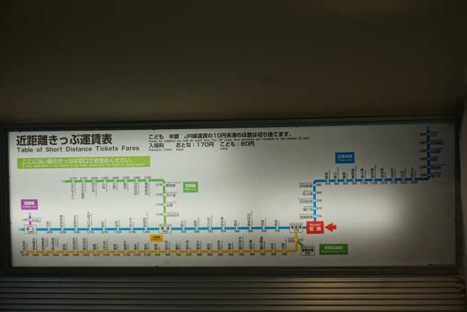 鉄道乗車記録の写真:駅舎・駅施設、様子(9)        「宮崎駅きっぷ運賃」