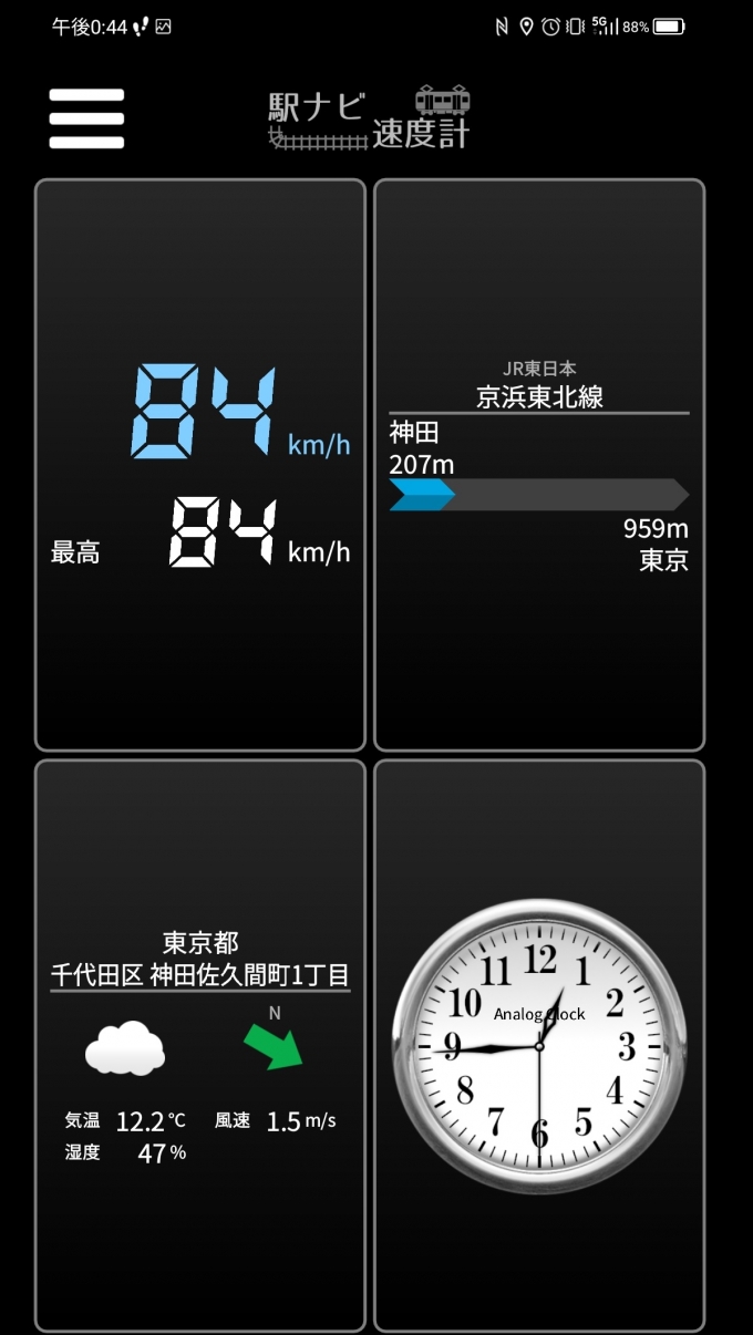 鉄道乗車記録の写真:旅の思い出(4)        「神田駅→東京駅を時速84キロで走行中」
