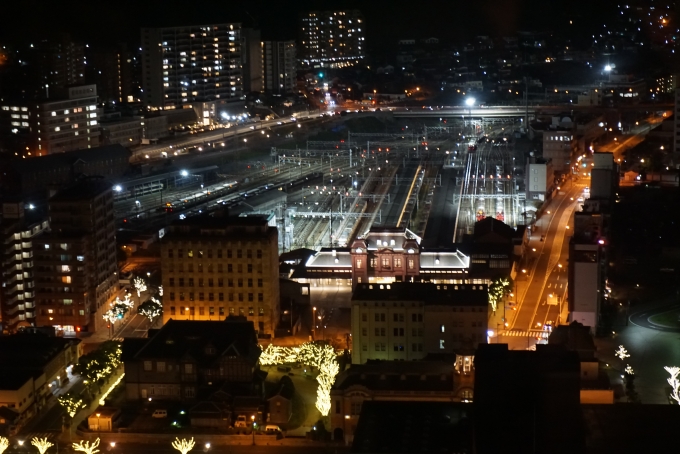 鉄道乗車記録の写真:旅の思い出(21)        「門司港レトロ展望室31階から撮った門司港駅」