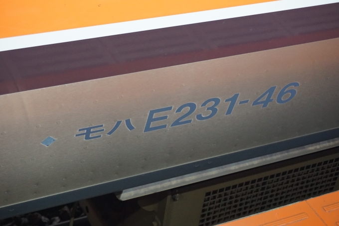 鉄道乗車記録の写真:車両銘板(2)        「JR東日本 モハE231-46」