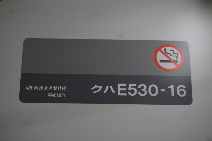 鉄道乗車記録の写真:車両銘板(2)        「JR東日本 クハE530-16」
