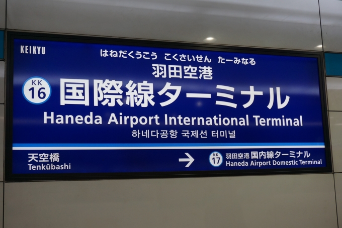 鉄道乗車記録の写真:駅名看板(4)        「羽田空港国際線ターミナル駅」