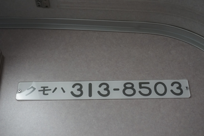 鉄道乗車記録の写真:車両銘板(5)        「JR東海 クモハ313-8503」