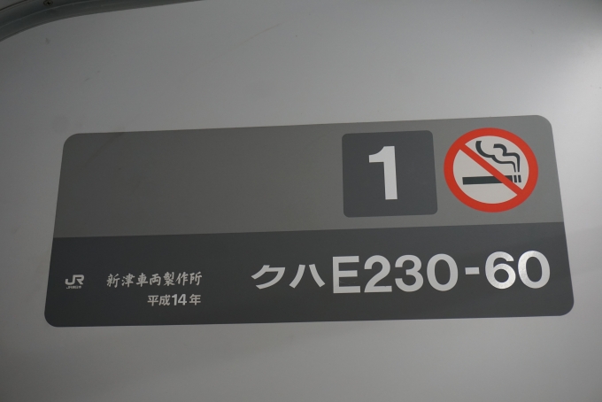 鉄道乗車記録の写真:車両銘板(3)        「JR東日本 クハE230-60」