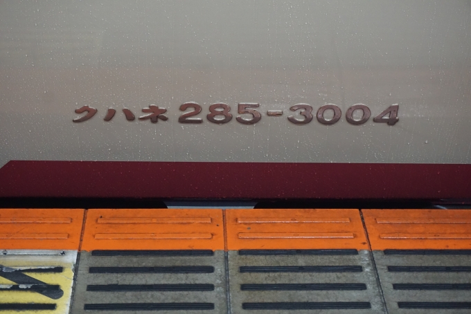 鉄道乗車記録の写真:車両銘板(37)        「JR東海 クハネ285-3004」