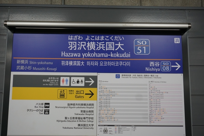鉄道乗車記録の写真:駅名看板(7)        「羽沢横浜国大駅」