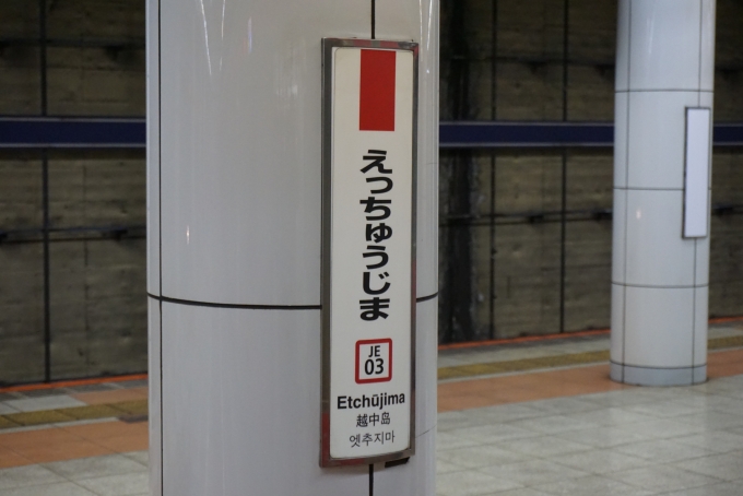 鉄道乗車記録の写真:駅名看板(10)        「越中島駅」