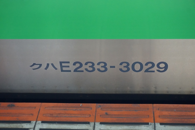 鉄道乗車記録の写真:車両銘板(1)        「JR東日本 クハE233-3029」