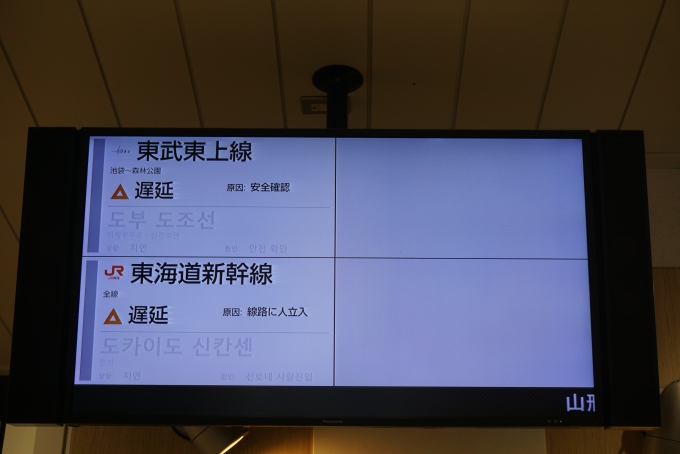 鉄道乗車記録の写真:駅舎・駅施設、様子(10)        「東武東上線と東海道新幹線が遅延」