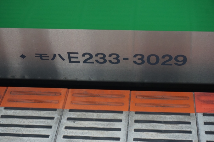 鉄道乗車記録の写真:車両銘板(2)        「JR東日本 モハE233-3029」