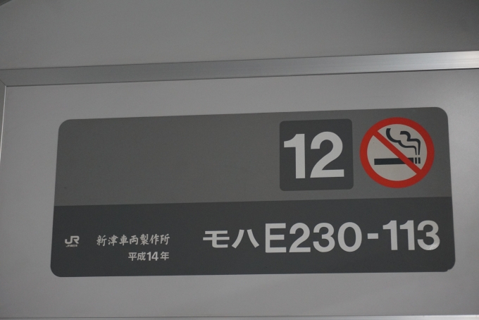 鉄道乗車記録の写真:車両銘板(2)        「JR東日本 モハE230-113」