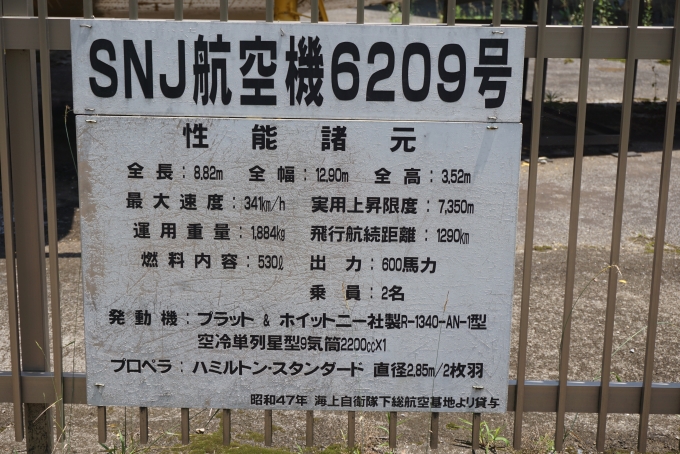鉄道乗車記録の写真:旅の思い出(10)        「鎌ヶ谷市制記念公園SNJ航空機6209号詳細」
