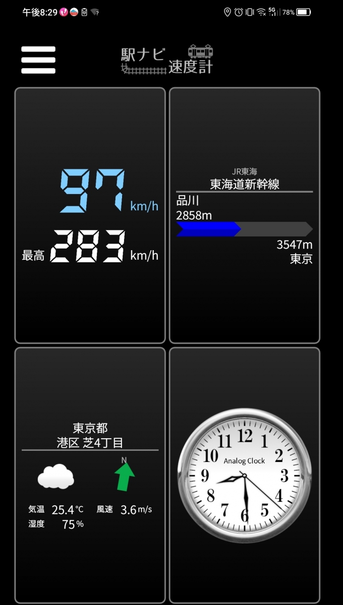 鉄道乗車記録の写真:旅の思い出(17)        「品川駅→東京駅を時速97キロで走行中」