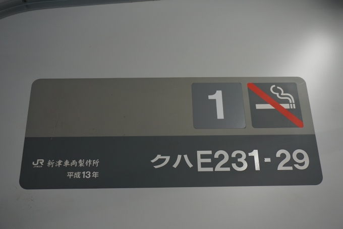 鉄道乗車記録の写真:車両銘板(2)        「JR東日本 クハE231-29」