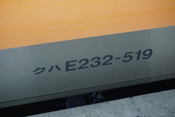 鉄道乗車記録の写真:車両銘板(2)        「JR東日本 クハE232-519」