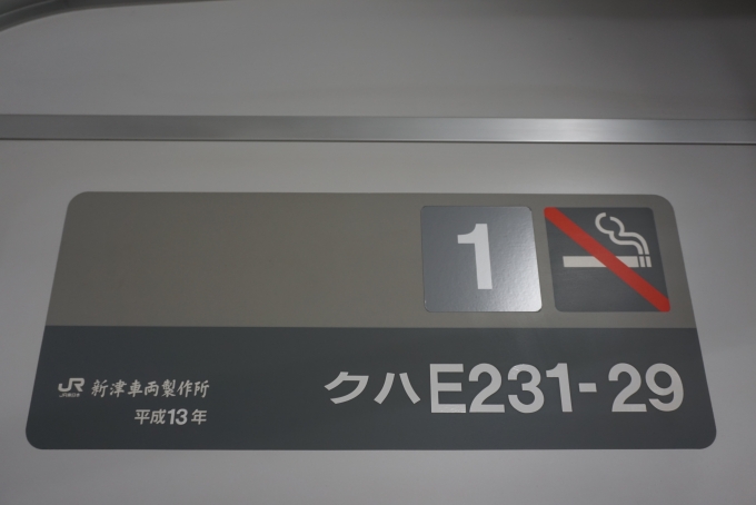 鉄道乗車記録の写真:車両銘板(3)        「JR東日本 クハE231-29」