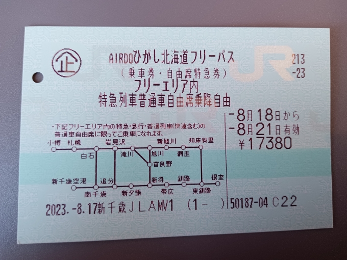 鉄道乗車記録の写真:きっぷ(6)     「エアドゥひがし北海道フリーパス」
