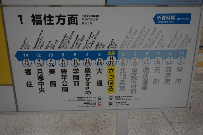 鉄道乗車記録の写真:駅舎・駅施設、様子(2)        「東豊線さっぽろ駅福住方面」