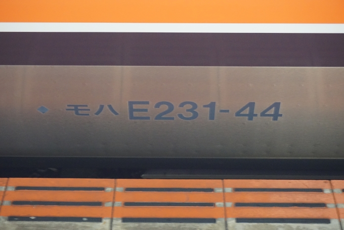 鉄道乗車記録の写真:車両銘板(2)        「JR東日本 モハE231-44」