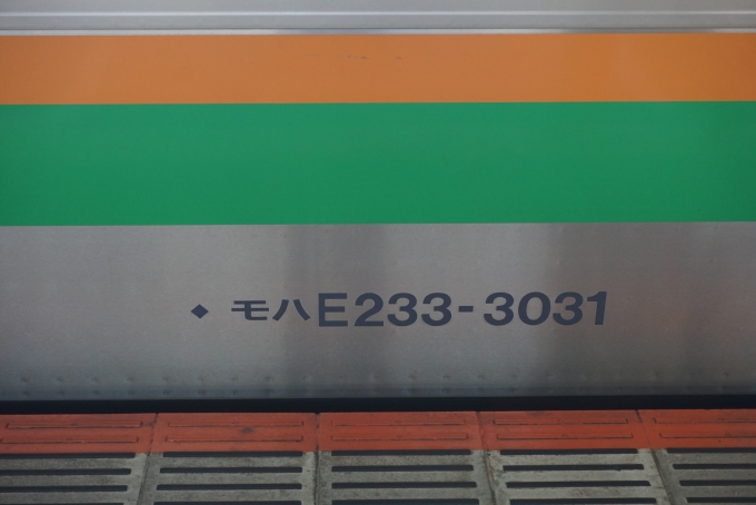 鉄道乗車記録の写真:車両銘板(3)        「JR東日本 モハE233-3031」
