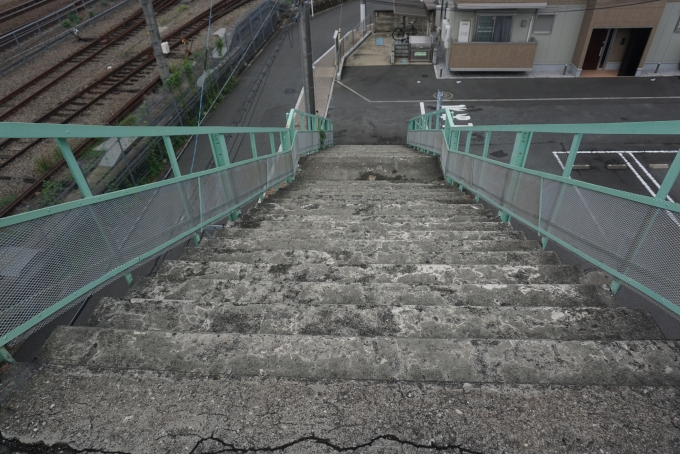 鉄道乗車記録の写真:旅の思い出(13)        「三鷹こ線人道橋北側武蔵境駅方面の階段」
