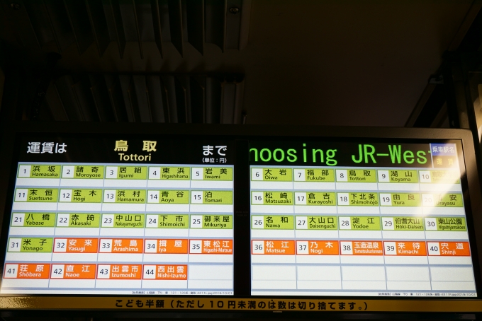 鉄道乗車記録の写真:車内設備、様子(6)        「運賃は鳥取まで」