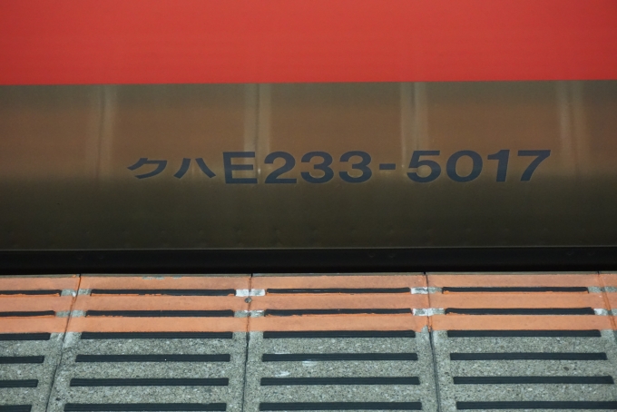 鉄道乗車記録の写真:車両銘板(2)        「JR東日本 クハE233-5017」