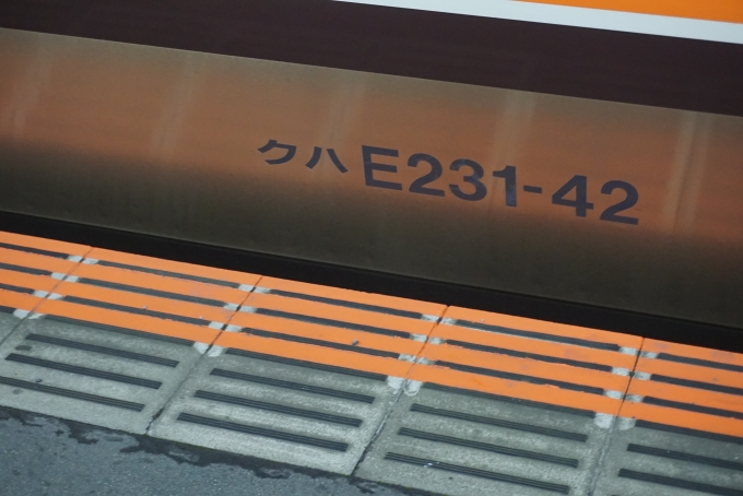 鉄道乗車記録の写真:車両銘板(2)        「JR東日本 クハE231-42」