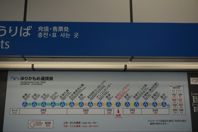 鉄道乗車記録の写真:駅舎・駅施設、様子(2)        「東京ビックサイト駅きっぷ運賃」