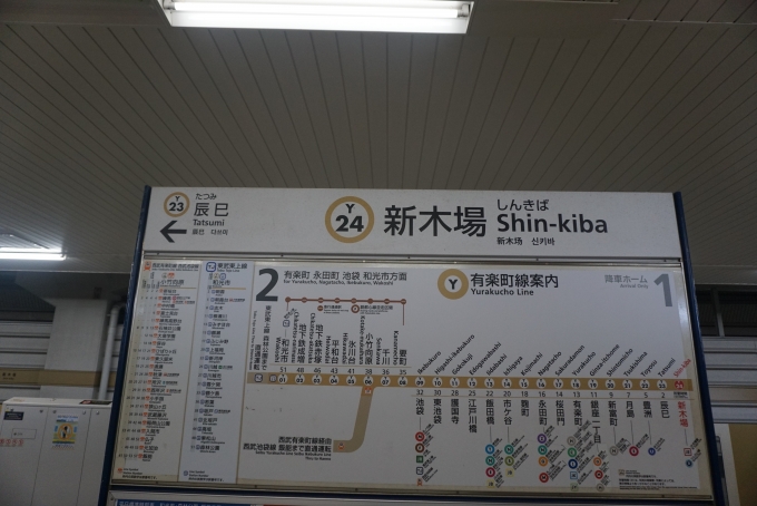 鉄道乗車記録の写真:駅名看板(2)        「有楽町線新木場駅」