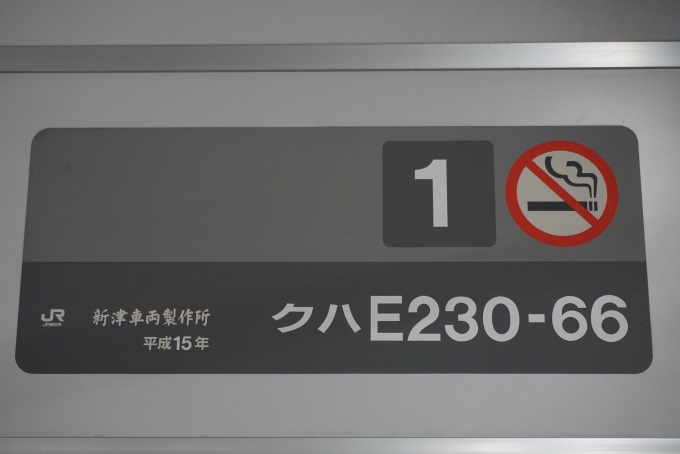 鉄道乗車記録の写真:車両銘板(5)        「JR東日本 クハE230-66」
