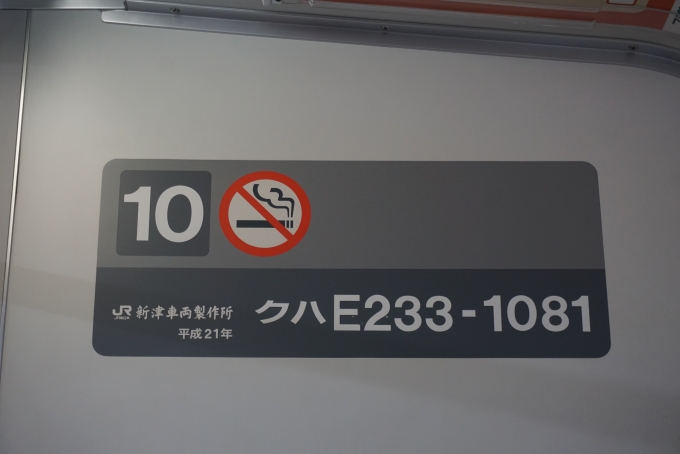 鉄道乗車記録の写真:車両銘板(3)        「JR東日本 クハE233-1081」