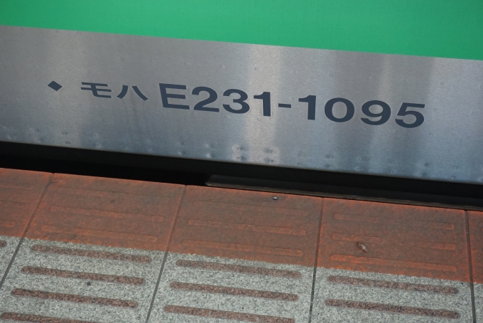 鉄道乗車記録の写真:車両銘板(3)        「JR東日本 モハE231-1095」