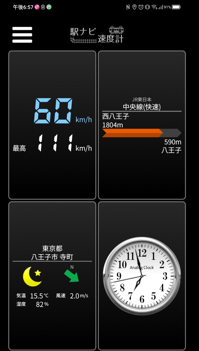 鉄道乗車記録の写真:旅の思い出(13)     「西八王子駅→八王子駅を時速60キロで走行中」