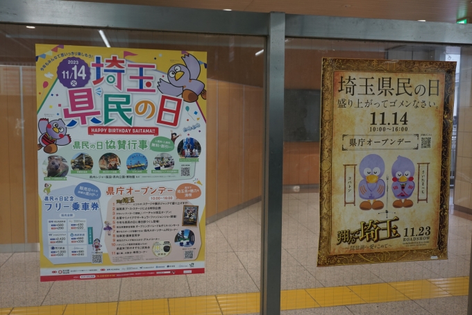 鉄道乗車記録の写真:駅舎・駅施設、様子(6)        「埼玉県民の日」