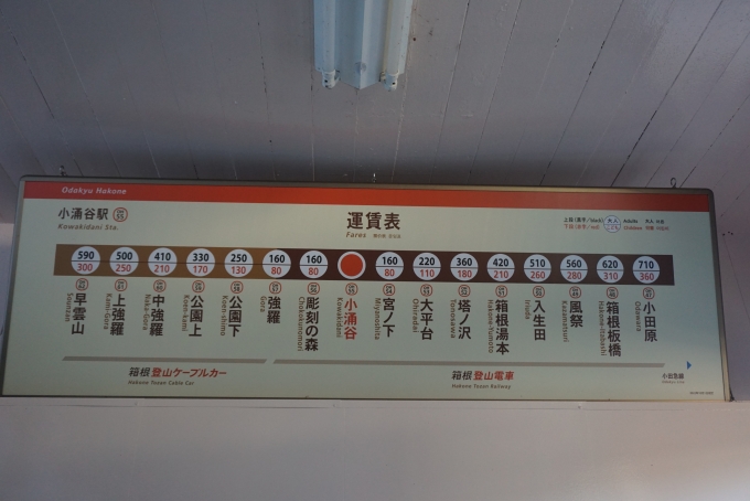 鉄道乗車記録の写真:駅舎・駅施設、様子(6)        「小涌谷駅きっぷ運賃」