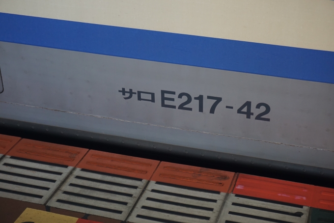 鉄道乗車記録の写真:車両銘板(2)        「JR東日本 サロE217-42」