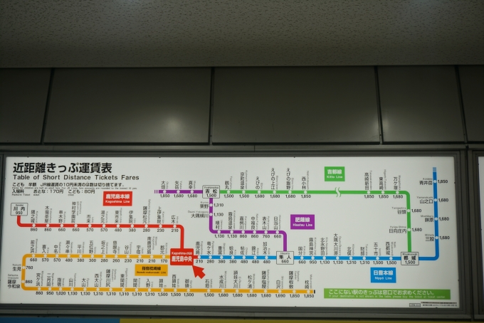 鉄道乗車記録の写真:駅舎・駅施設、様子(2)        「鹿児島中央駅きっぷ運賃」