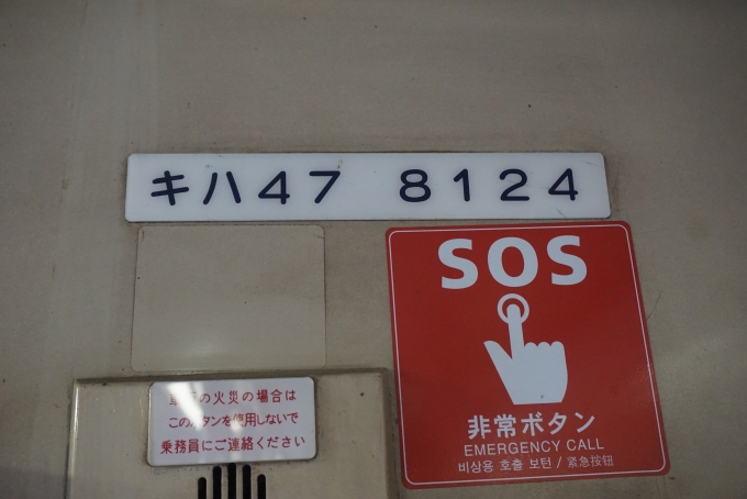 鉄道乗車記録の写真:車両銘板(3)        「JR九州 キハ47 8124」