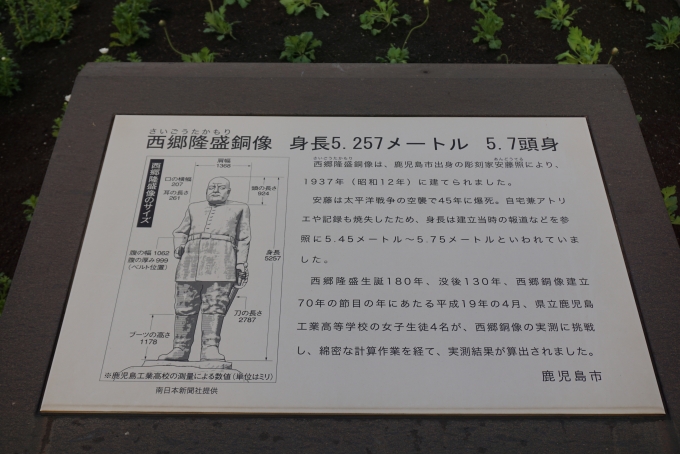 鉄道乗車記録の写真:旅の思い出(11)        「西郷隆盛銅像のサイズ」