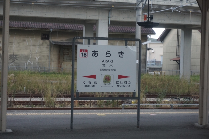 鉄道乗車記録の写真:駅名看板(15)        「荒木駅」