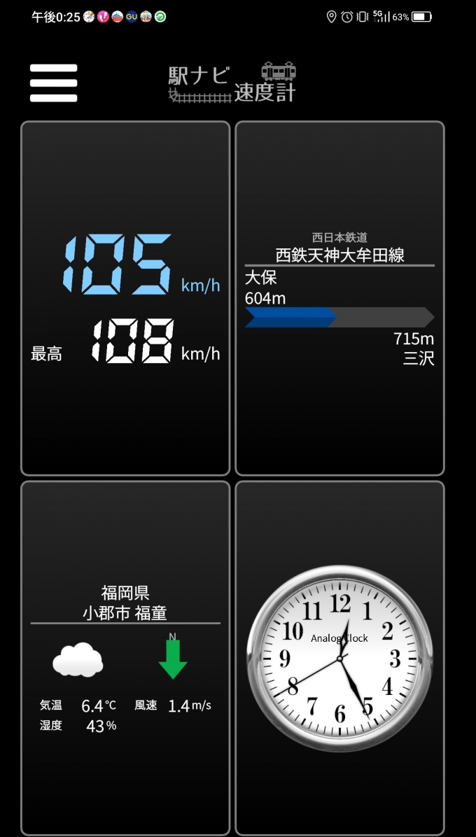 鉄道乗車記録の写真:旅の思い出(7)        「大保→三沢を時速105キロで走行中」