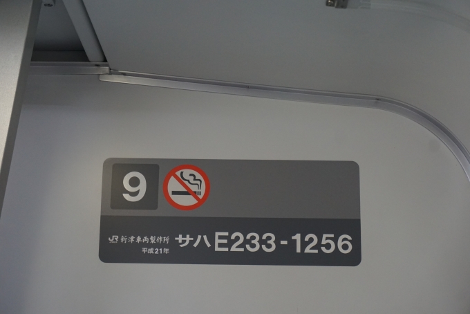 鉄道乗車記録の写真:車両銘板(5)        「JR東日本 サハE233-1256」