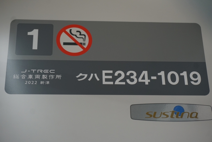 鉄道乗車記録の写真:車両銘板(6)        「JR東日本 クハE234-1019」