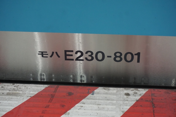 鉄道乗車記録の写真:車両銘板(4)        「JR東日本 モハE230-801」