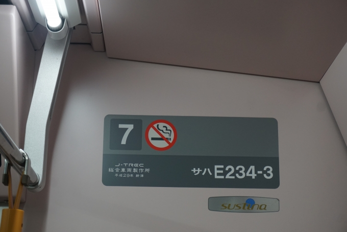 鉄道乗車記録の写真:車両銘板(1)        「JR東日本 サハE234-3」