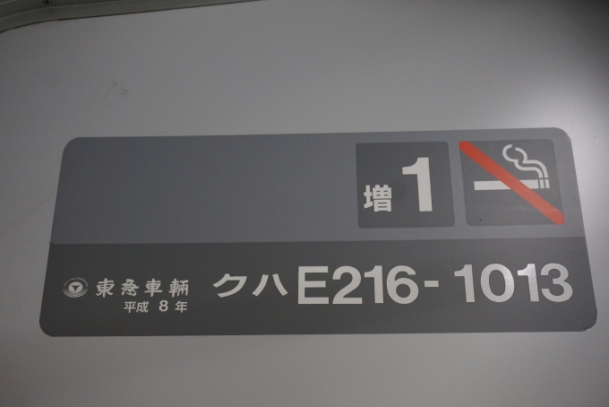 鉄道乗車記録の写真:車両銘板(2)        「JR東日本 クハE216-1013」