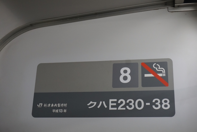 鉄道乗車記録の写真:車両銘板(2)        「JR東日本 クハE230-38」