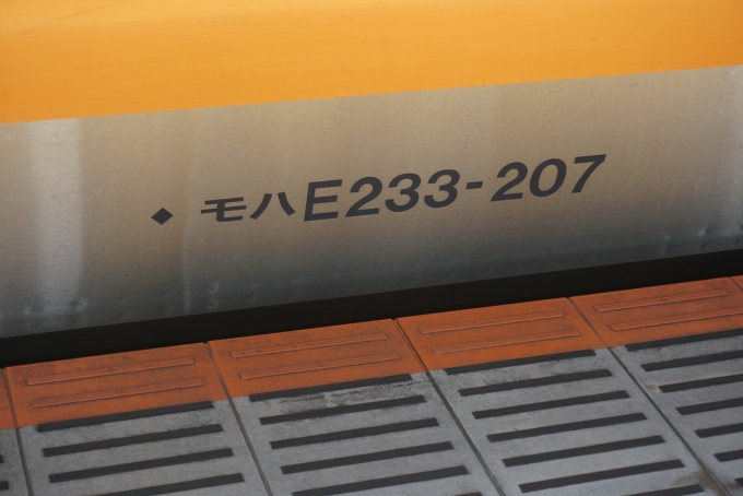 鉄道乗車記録の写真:車両銘板(4)        「JR東日本 モハE233-207」